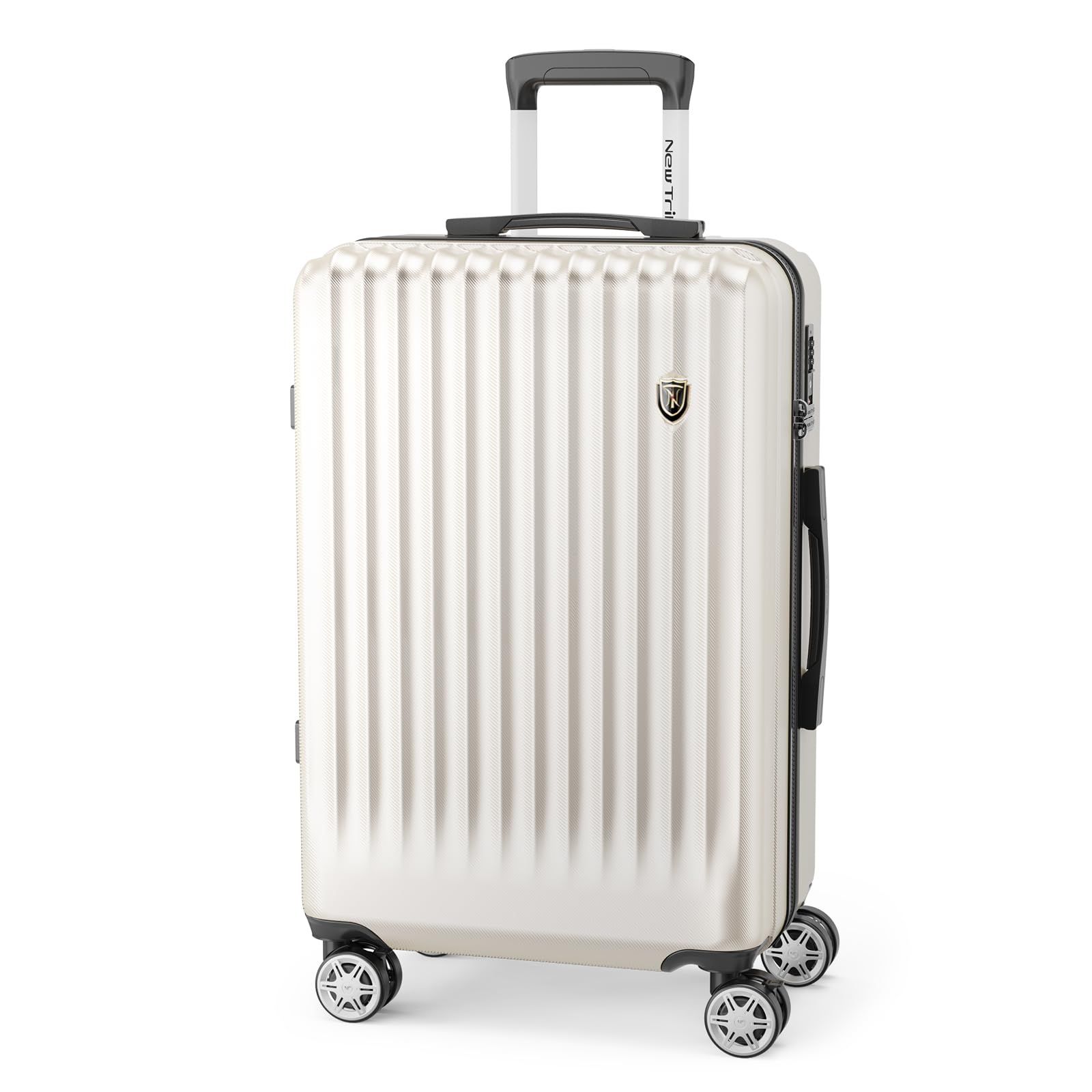 【新着商品】海外 TSAロック ダブルキャスター 静音 旅行 ファスナータイプ 大容量 ビジネス 耐衝撃 キャリーバッグ 出張 S/M/Lサイズ 大型 軽量 (ホワイト、Sサイズ/機内持込 機内持ち込み ストッパー付き /1～3泊) キャリーケース スーツケー 7,486円