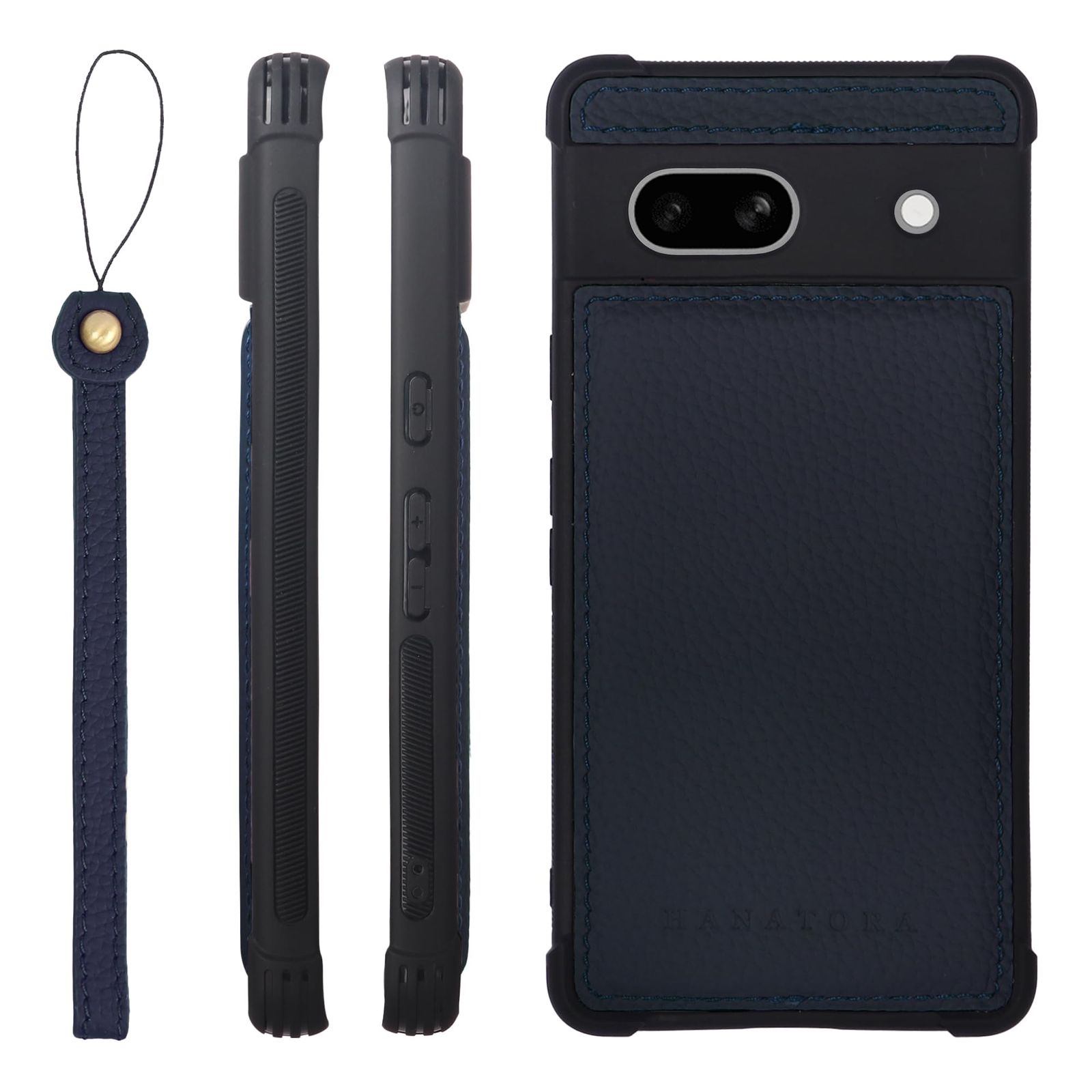 新品 [HANATORA] 本革 Google Pixel 7a ケース レザー シンプルスタイル 背面 バックケース HANATORA ネイビー SPG-GP7a-Navy