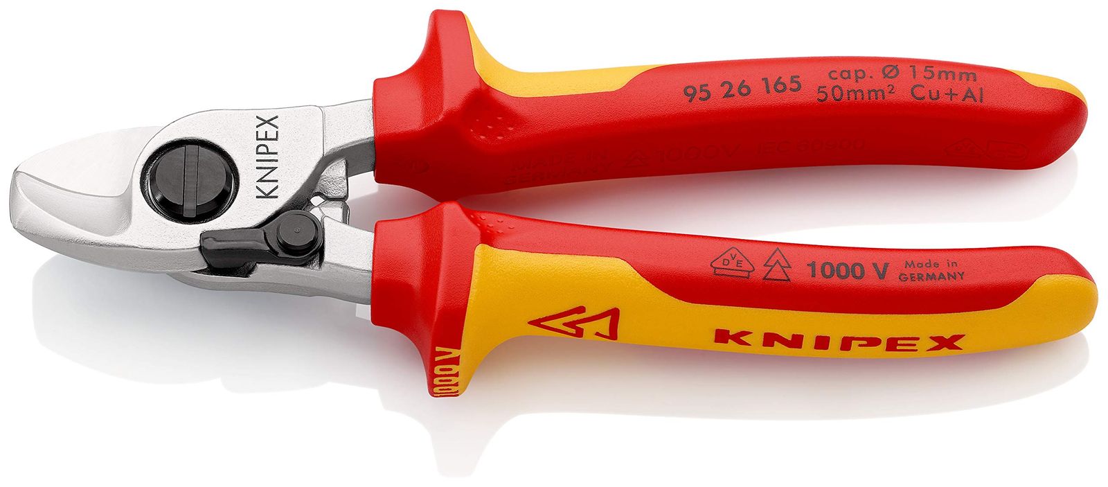 新品 KNIPEX 絶縁ケーブルカッター バネ付 1000V パッケージ入 9526-165