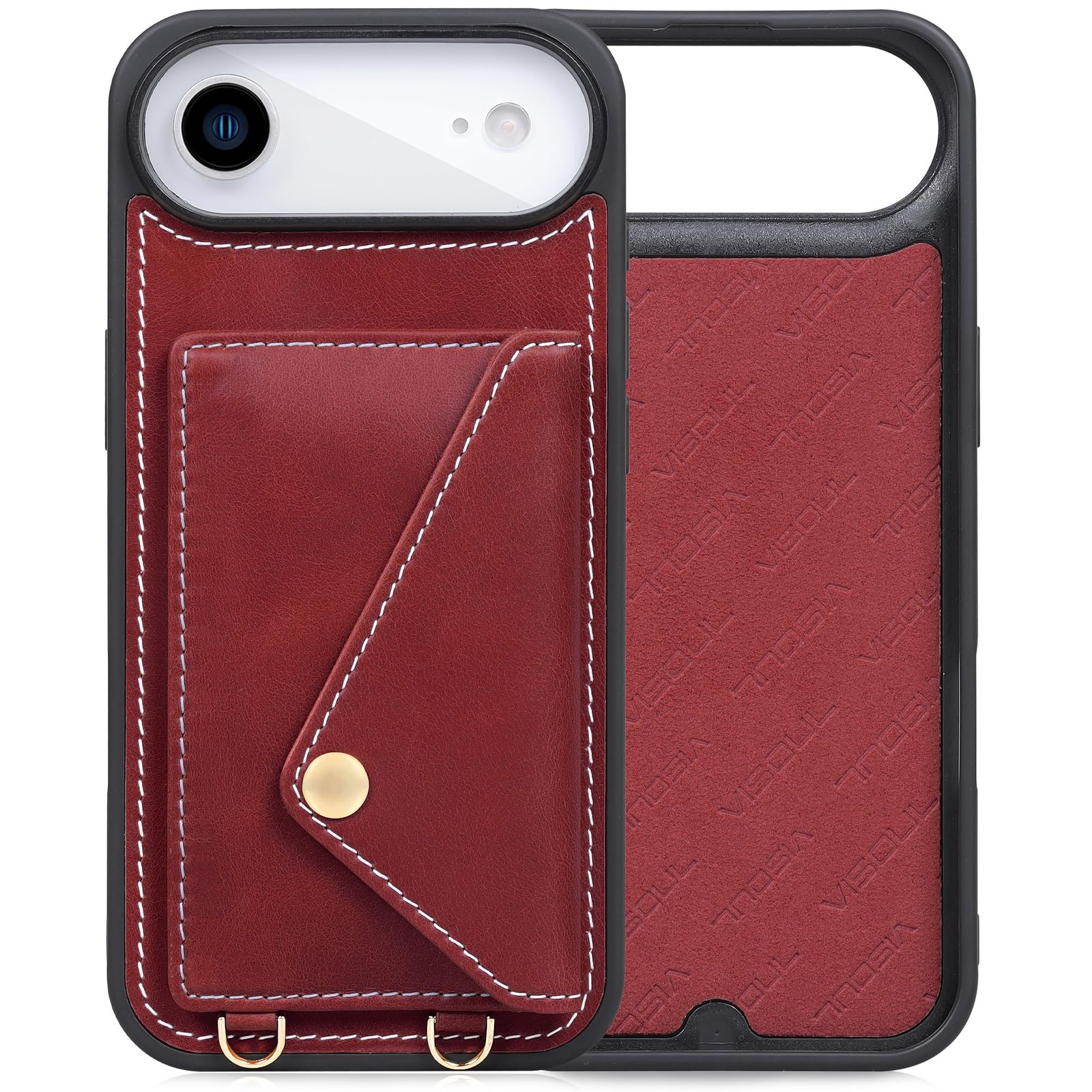新品 VISOUL iPhone Air 対応 ケース 本革 レザー 背面保護 あいふぉん Air 用 スマホケース 薄型 軽量 滑り止め 指紋防止 耐久性 カメラ保護 アイホン エア 対応 レッド