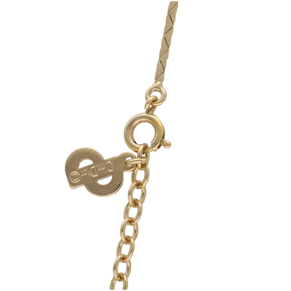 中古】Dior ディオール ロゴスクエアプレートネックレス ゴールド 