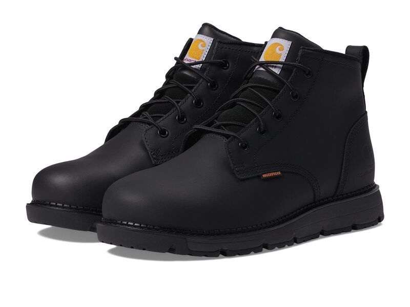 カーハート メンズ シューズ ブーツ・レインブーツ Tシャツ Carhartt Millbrook Waterproof 5 Steel Toe Wedge Work Boot Black Oil Tanne ブラック