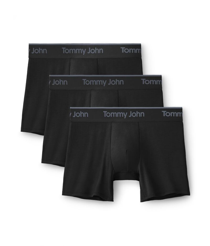 トミージョン メンズ アンダーウェア ボクサーパンツ Tommy John Second Skin Modal 4 Boxer Brief 3pack Black ブラック
