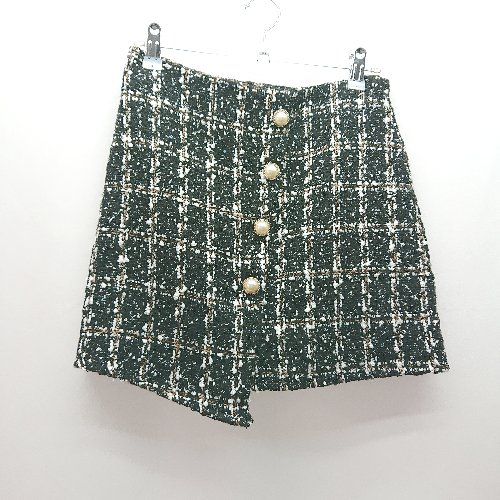 ◇ titty&Co ティティー&コー バックファスナー パール キレイめ ショート キュロット サイズM ブラック レディース E 【1308290003442】