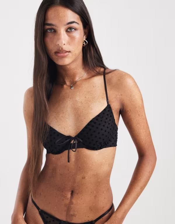 コットンオン レディース アンダーウェア ブラジャー メッシュ Cotton olivia mesh underwire bra Black ブラック