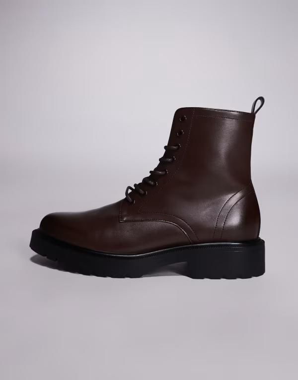 エイソス メンズ シューズ ブーツ・レインブーツ レース ASOS DESIGN lace up boots Brown ブラウン