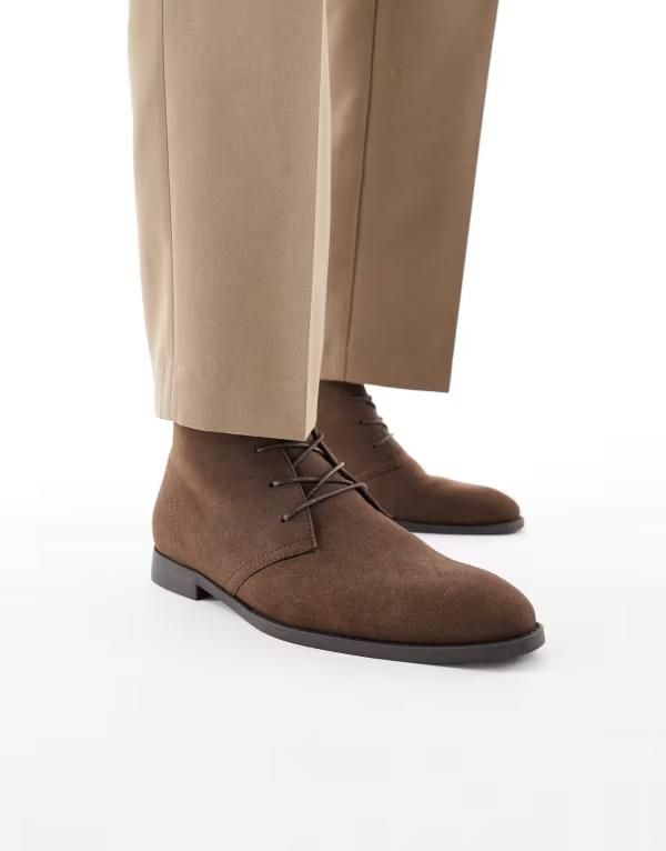 エイソス メンズ シューズ ブーツ・レインブーツ レース ASOS DESIGN lace up chukka boots Brown ブラウン