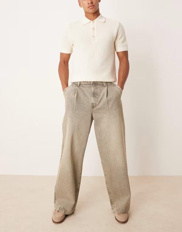 エイソス メンズ ボトムス デニムパンツ ジーンズ ASOS DESIGN super baggy jeans tint BROWN ブラウン