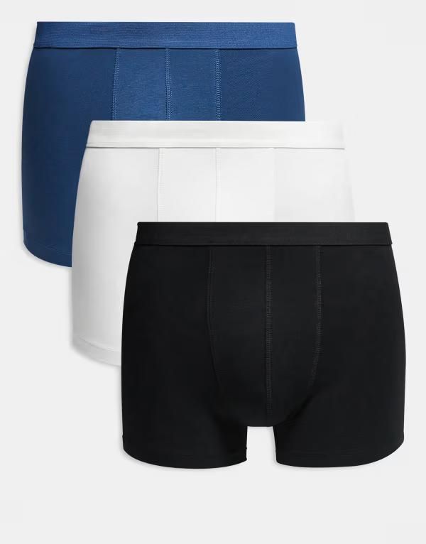 エイソス メンズ アンダーウェア トランクス ジャージー ASOS DESIGN 3 pack jersey trunks in multi Stone Navy Black ブラック