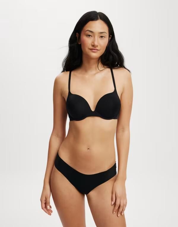 コットンオン レディース アンダーウェア ブラジャー Tシャツ Cotton Ultimate comfort push up2 tshirt bra Black ブラック