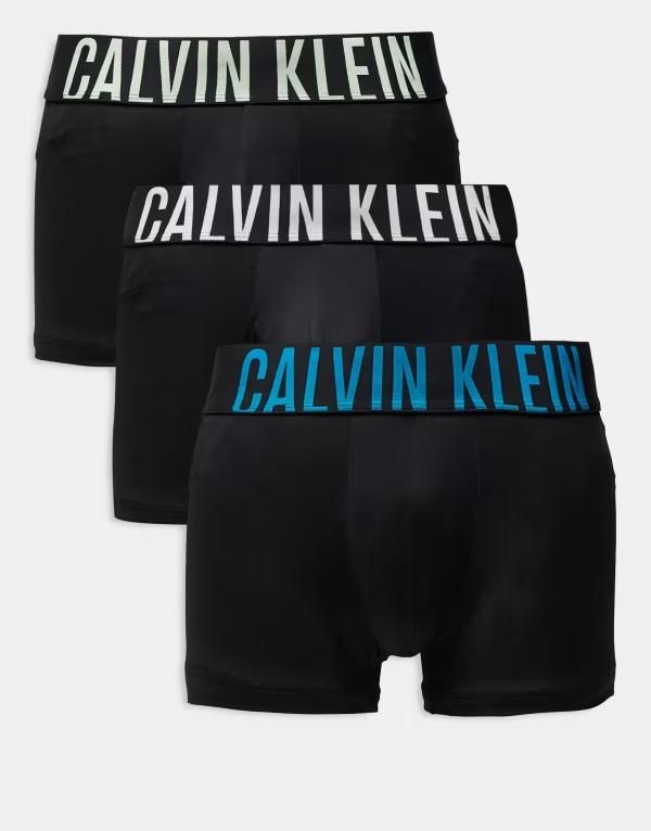カルバンクライン メンズ アンダーウェア トランクス ロゴ Calvin Kleintense Power 3 pack microfiber boxer briefs with green logo waistbands Multi マルチカラー
