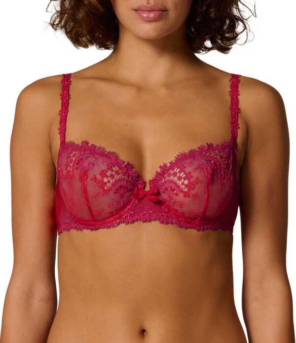 シモーヌペレール レディース アンダーウェア ブラジャー レース Simone Perele Wish Lace Demi Cup Brainbow Red レッド