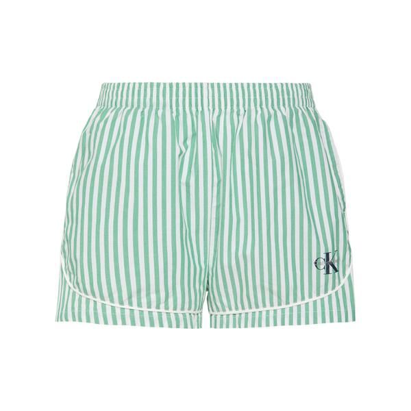 カルバンクライン レディース アンダーウェア ナイトウェア ショートパンツ Calvin Klein Womens Pyjama Shorts Green Stripe グリーン