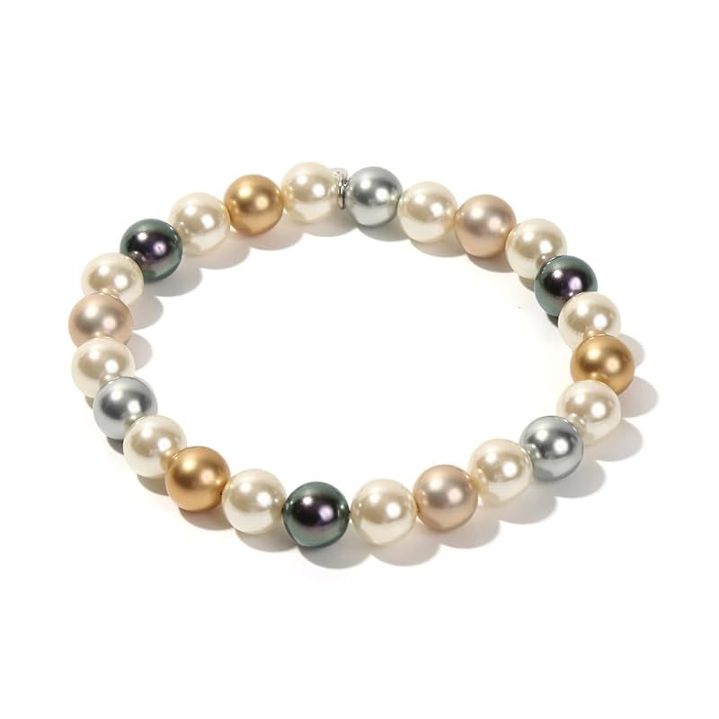 【新品】 【桂由美プロデュース】Yumi sienne パール ブレスレット 8mm 大珠 マルチ 冠婚葬祭 シンプル 人気 着脱簡単 レディース 日本製 (マルチ) 1