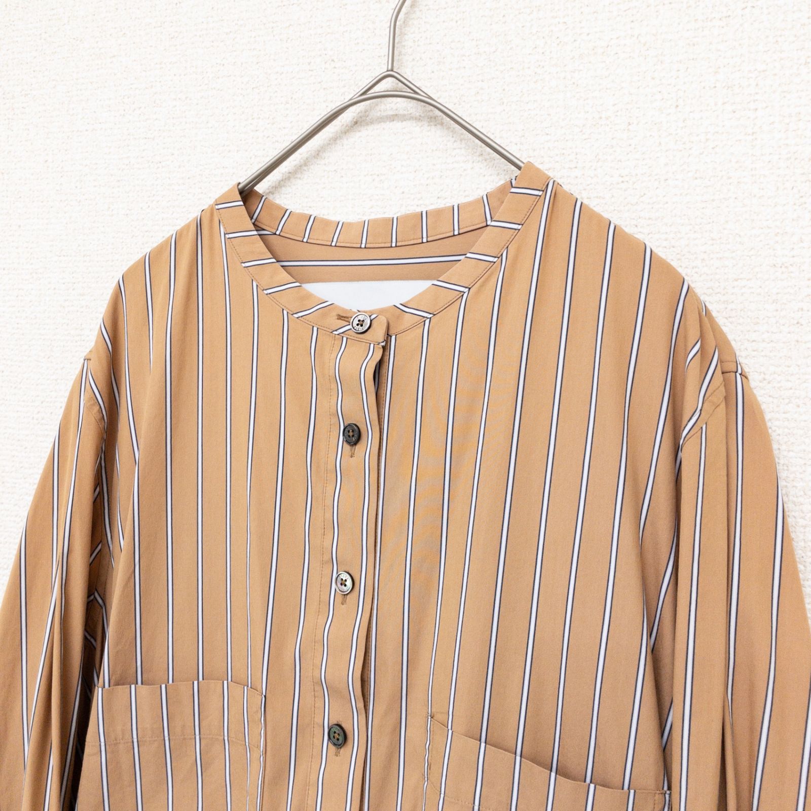 TICCA ティッカ シャツワンピース プルオーバー ノーカラー ロング