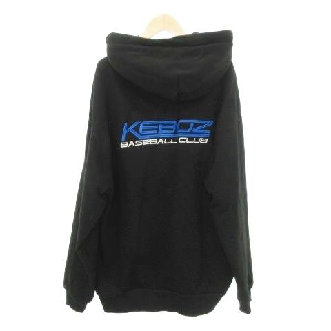 Keboz ケボズ パーカー フーディ ロゴ 刺繍 厚手 XLサイズ 黒 ブラック 