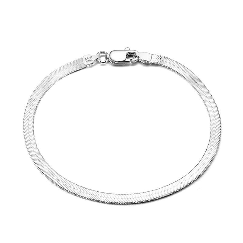 【新品】 Bellitia Jewelry レディース メンズ ブレスレット ヘビチェーン 蛇の骨 蛇骨チェーン スネークチェーン ブレスレット 腕輪 金属アレルギー対応 シルバー925 プラチナ 18k メッキ シンプル オシャレ 男女兼用 幅太:3mm 1