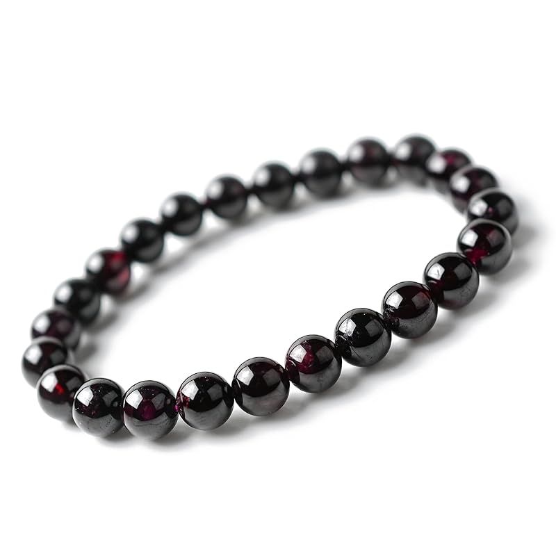 【新品】 [英雅堂] ガーネット ブレスレット 玉サイズ7.5mm 24個 内径約16cm 開運 お守り 1月 誕生石 天然石 パワーストーン 1