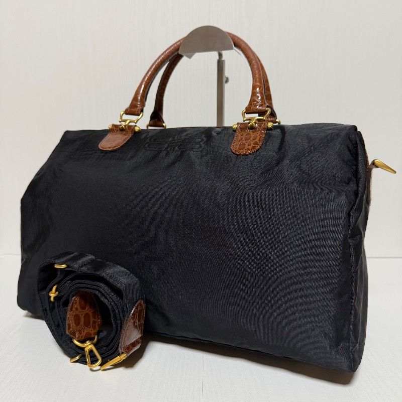 バレンシアガ 2way ボストンバッグ ショルダーバッグ 黒 茶系 鍵 保存袋 BALENCIAGA バレンシアガ 2way ボストンバッグ ブラック ナイロン