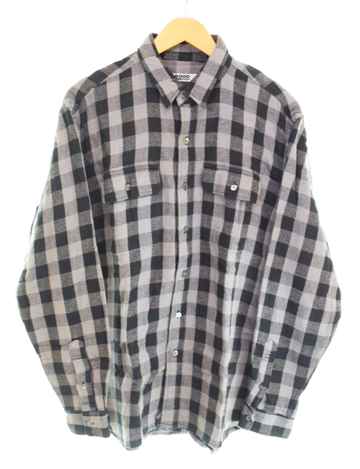 ゆ*ん様 【希少】90's goodenough チェックシャツ 背ロゴ グッドイナフ Goodenough 90s L/S Flannel Plaid Shirt Buck Logo