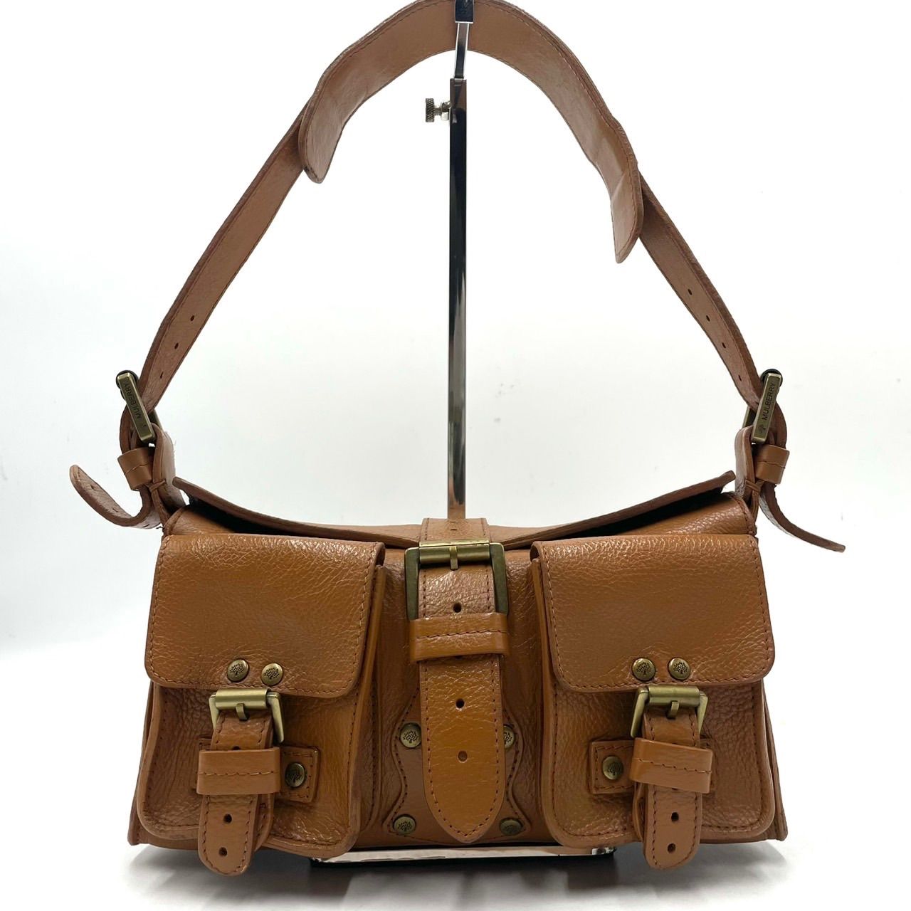極美品● Mulberry マルベリー ハンドバッグ ショルダーバッグ ワンショルダー ロクサンヌ フラップ ブラウン レザー Y2K