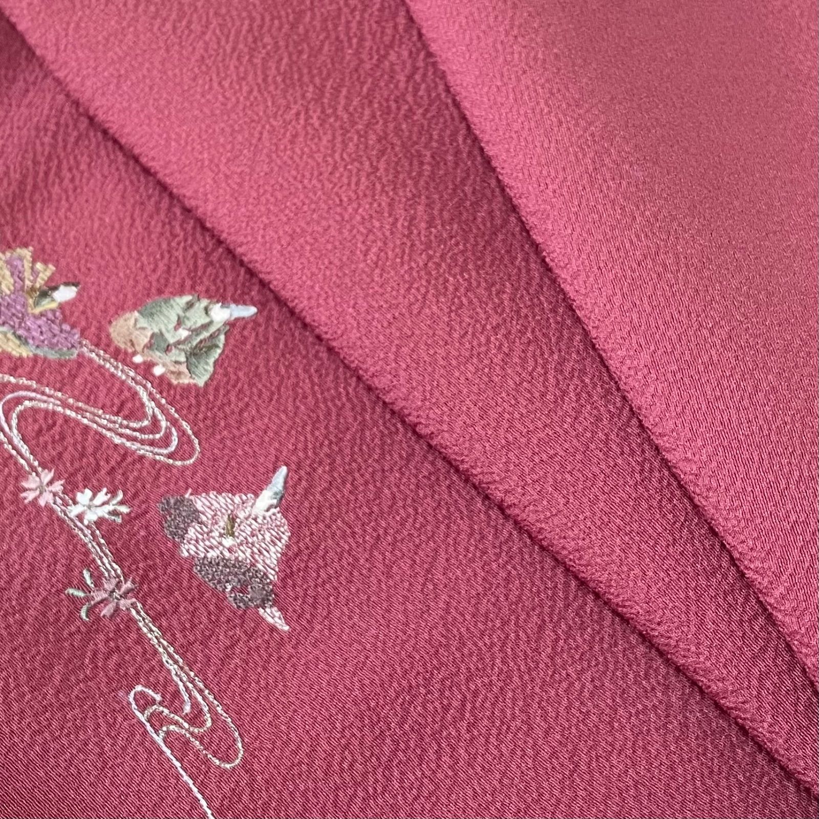 J786 付け下げ 蘇州刺繍 丹後ちりめん しぼ寄せ加工 源氏物語 十二単衣