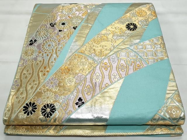 602my6◇唐織 吉祥文様 縁起柄 金糸 袋帯◇美品 平和屋着物◎六通柄袋帯 唐織 竹吉祥花文 金銀糸 正絹 逸品 CABG5025fb