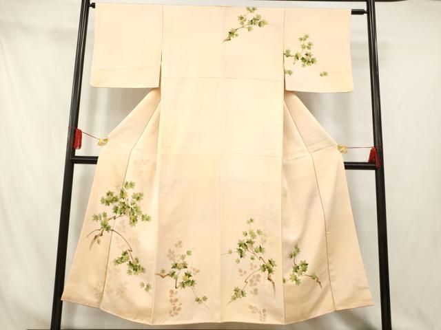 純正特売 平和屋着物○訪問着 手描き 草花文 正絹 逸品 CAAL0900vf