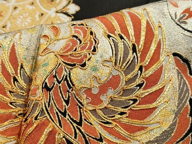 平和屋着物□豪華黒留袖 駒刺繍 向かい鳥更紗花文 金銀彩 正絹 逸品