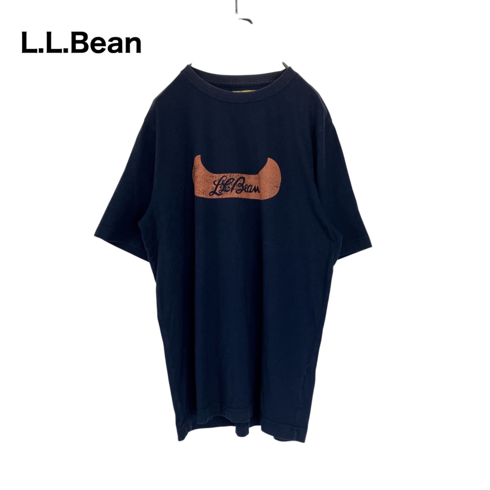 センターロゴ】L.L.Beanエルエルビーン カヌー筆記体ロゴ Tシャツ 紺 