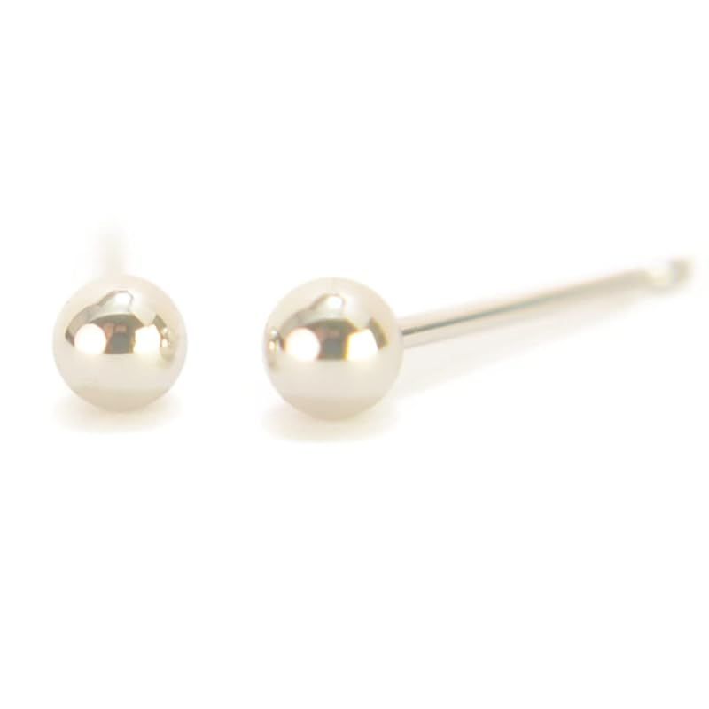 K10WGホワイトゴールド 丸玉ピアス 3mm ボールピアス 10金 1ペア両耳販売 日本製 yokomountain (フィットキャッチ) 1