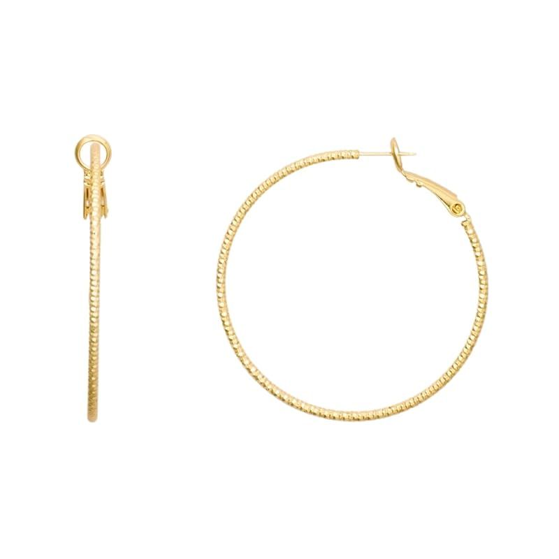 [ヒリーズ] 日本製 18金 ピアス ギザ線 フープ ピアス レディース 人気 3419 (30mm ゴールド) 1