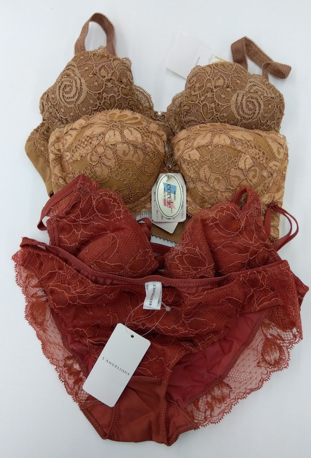 【未使用品・現状品】B65 Kiya キヤ・coreleブラジャー2点　LANGELIQUE ランジェリーク上下セット 全4点　L-140