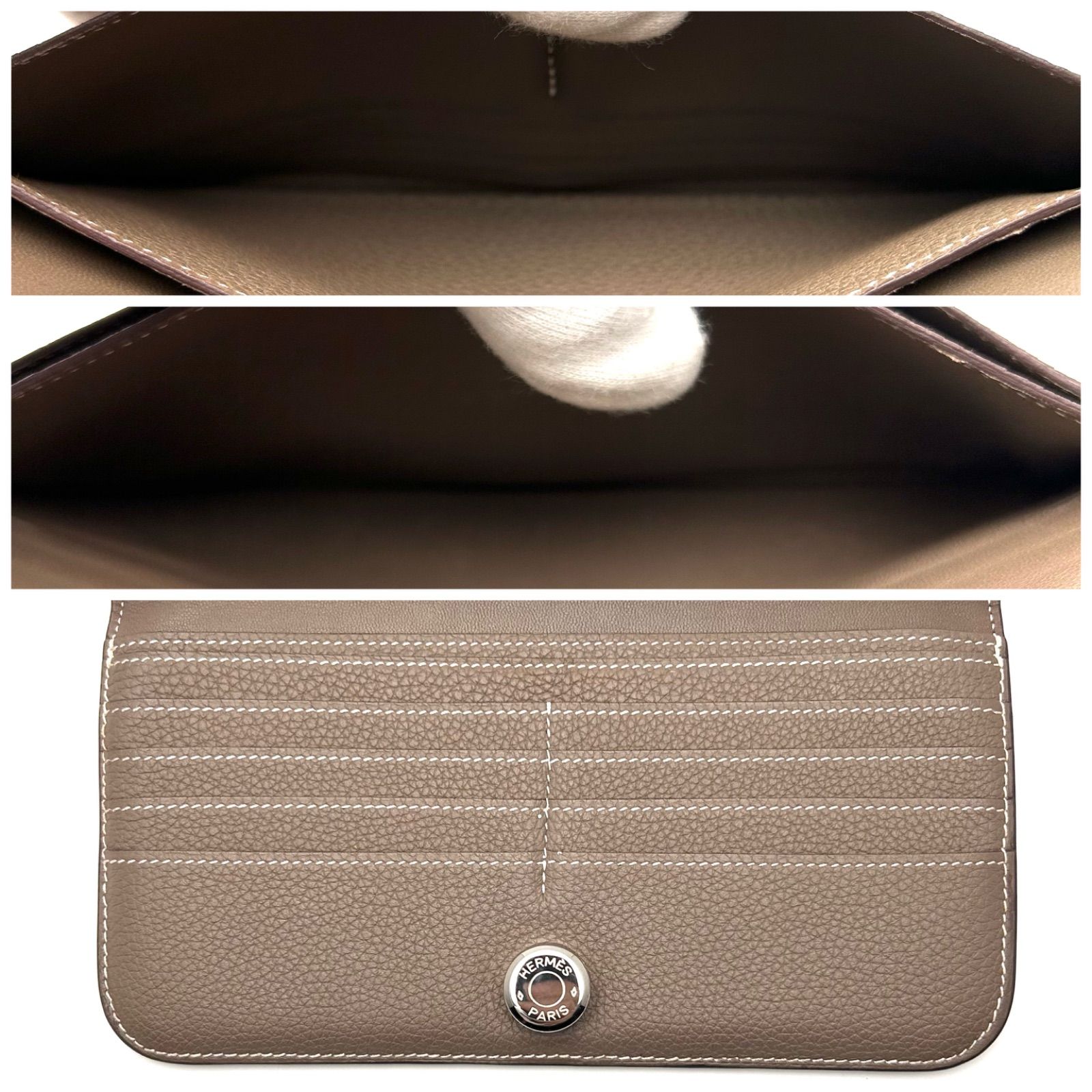 HERMES】値下げ不可 エルメス D刻印 ドゴンロング エトゥープ 長財布 