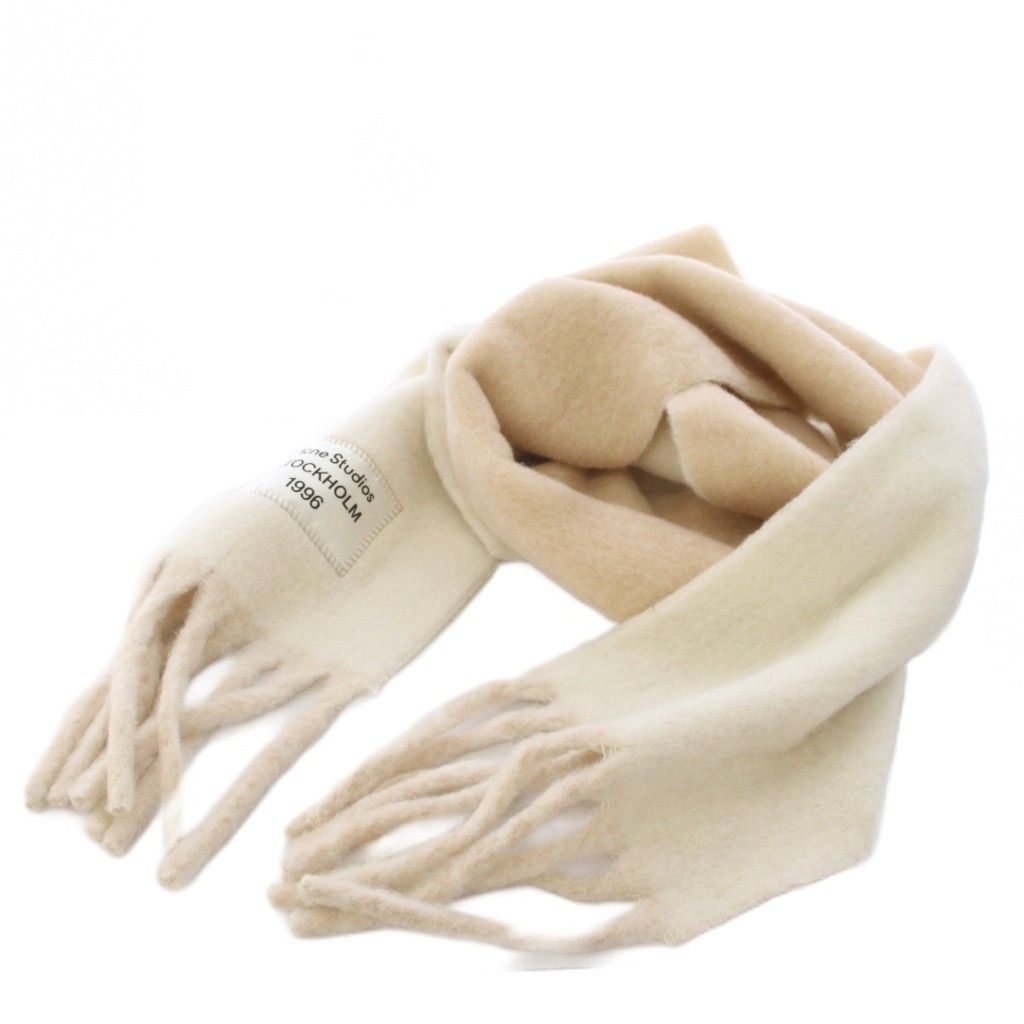 アクネ ストゥディオズ Acne Studios 25AW バイカラーアルパカスカーフ マフラー 25×250cm 白 アイボリー ベージュ CA0343 /TK