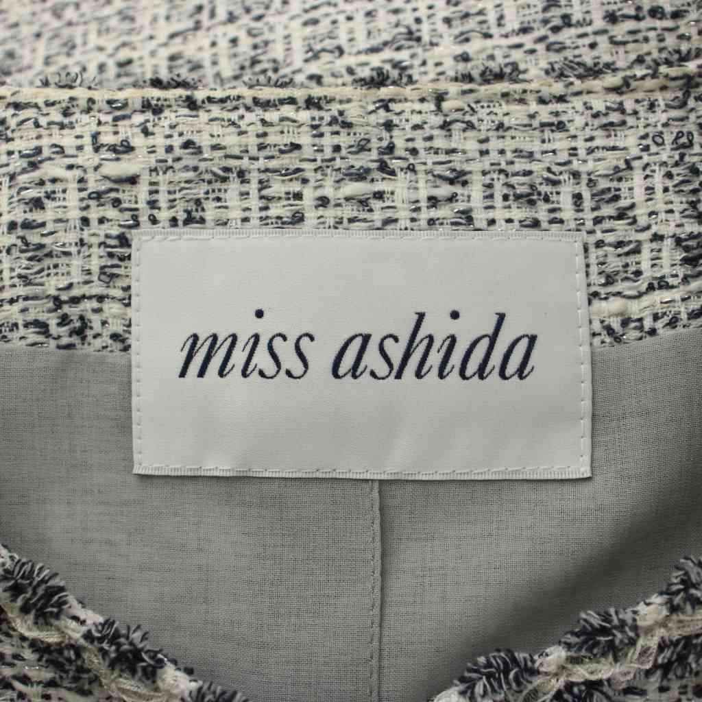 ミス アシダ miss ashida ツイードジャケット 上着 9 白 紺 長袖 ノー