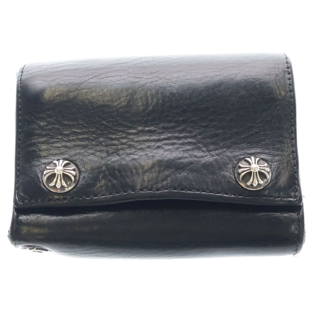 CHROME HEARTS (クロムハーツ) 3FOLD 3フォールド クロスボールボタン レザーウォレット 財布 ブラック