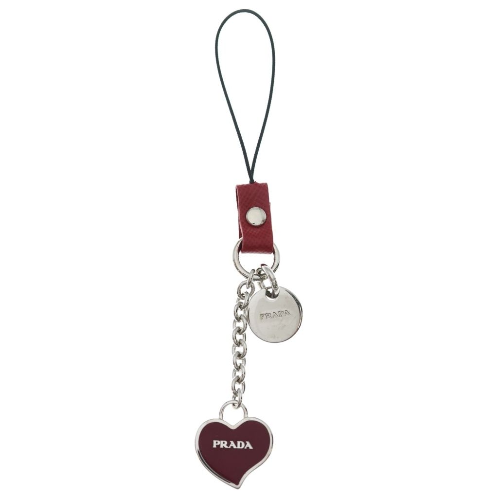 Prada ハートバッグチェーム PRADA (プラダ) ハート ストラップ バッグチャーム レッド×シルバー
