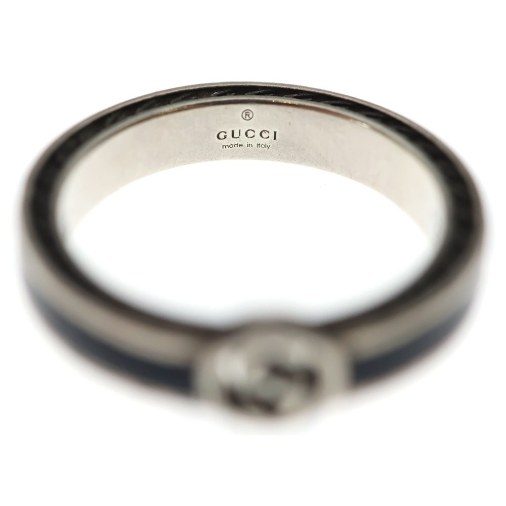 GUCCI (グッチ) インターロッキングG リング ブラック×シルバー SV