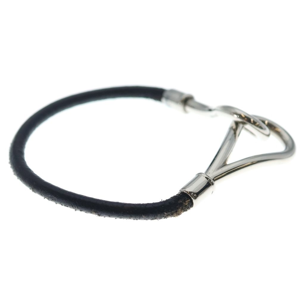 良品　HERMES エルメス　ジャンボ　シルバー金具　レザー　ブレスレット　箱付 HERMES (エルメス) ジャンボ ブレスレット ブラウン レザー シルバー