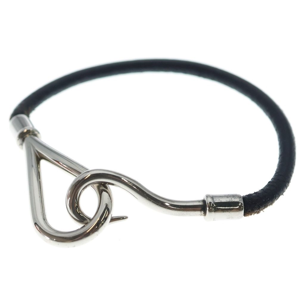 HERMES (エルメス) ジャンボ ブレスレット ブラウン レザー シルバー