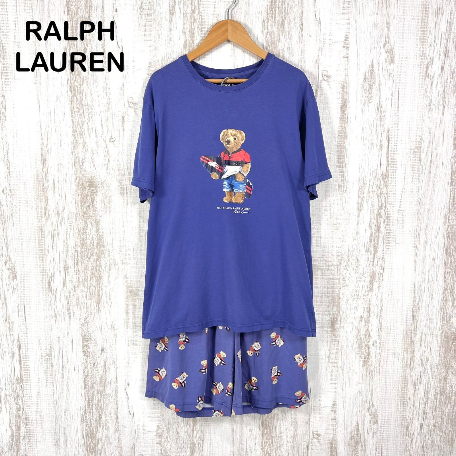 POLO RALPH LAUREN ポロラルフローレン ポロベア プリント Ｔシャツ ハーフパンツ セットアップ ブルー