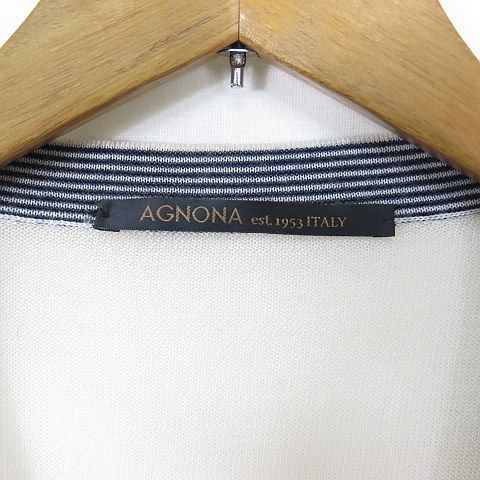 アニオナ AGNONA ブラックカーディガン アニオナ AGNONA カシミア カーディガン 40 アイボリー/ブラック