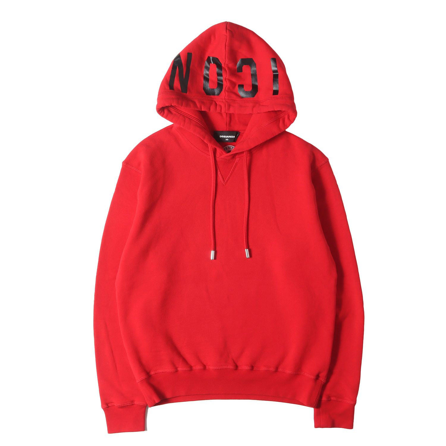 【美品】DSQUARED2 ディースクエアード パーカー レッド サイズ:XS | ICON フード スウェット パーカー (S74GU0353 S25042) | 裏起毛 | イタリア製 | トップス フーディー プルオーバー【メンズ】【中古】 美品】DSQUARED2 ディースクエアード パーカー レッド サイズ:XS
