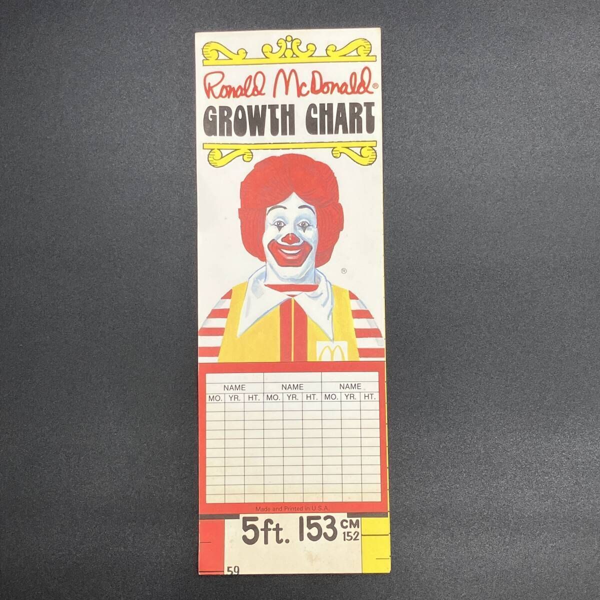 マクドナルド 1981 ロナルド 身長計 ポスター 看板 サイン McDonald's ディスプレイ ビンテージ USA製 デッドストック 未使用 当時物 BR0 (INP_G08 )