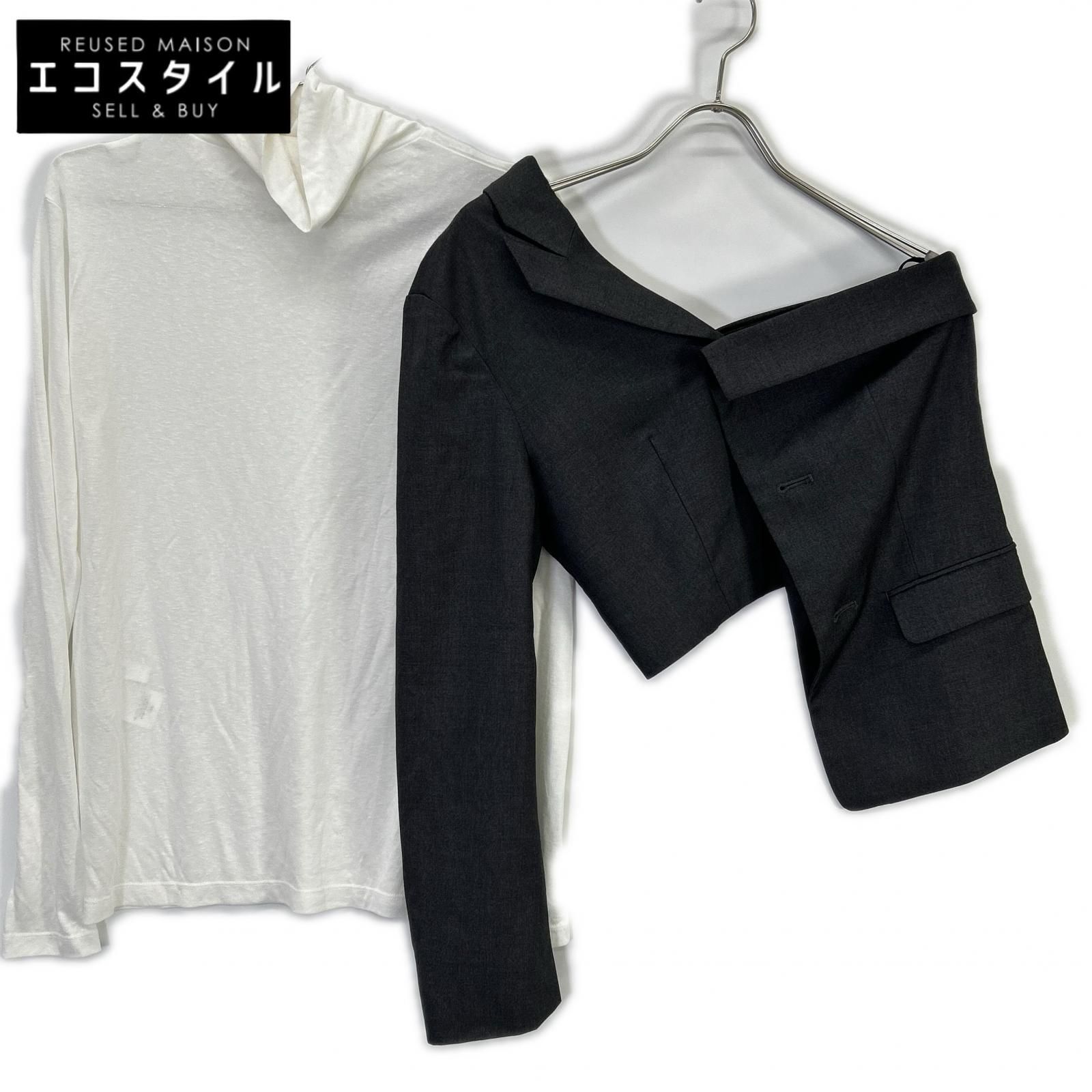 レディース AMERI アメリ アイボリー×グレー REMAKE LIKE JACKET TOP S