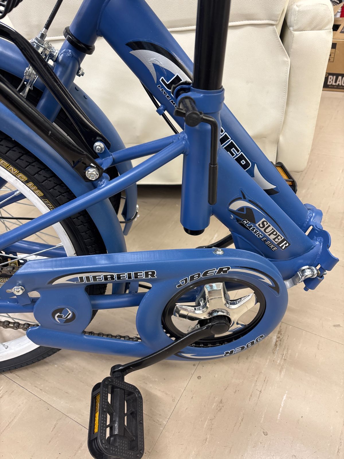 【未使用・引取限定】JIEBEIER 折りたたみ自転車 20インチ ブルー カゴ