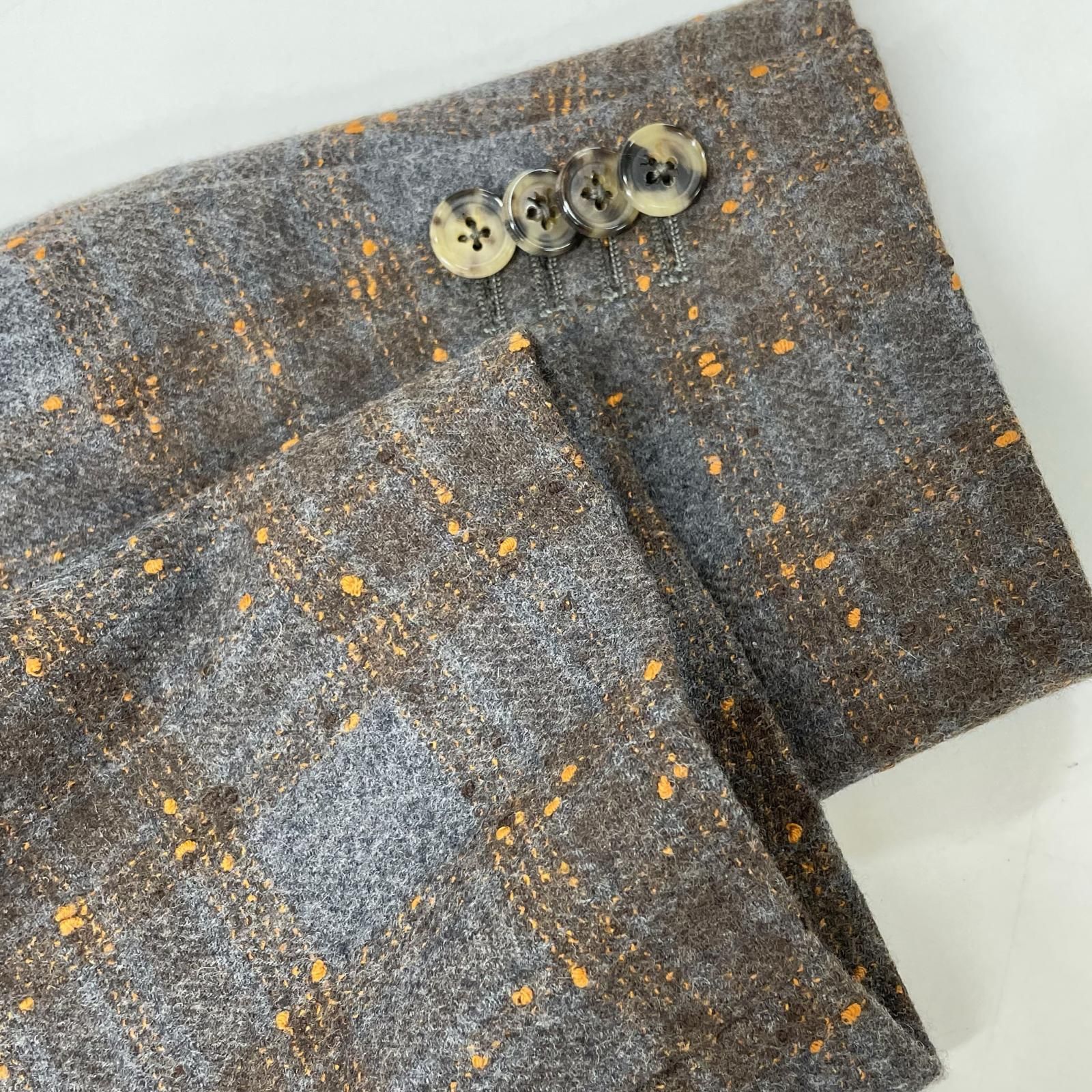 ISAIA イザイア グレー C31GSI/000 CORTINA ウール 3B段返り ドット×チェック ジャケット 54 ISAIA イザイア グレー C31GSI/000 CORTINA ウール 3B段返り ドット