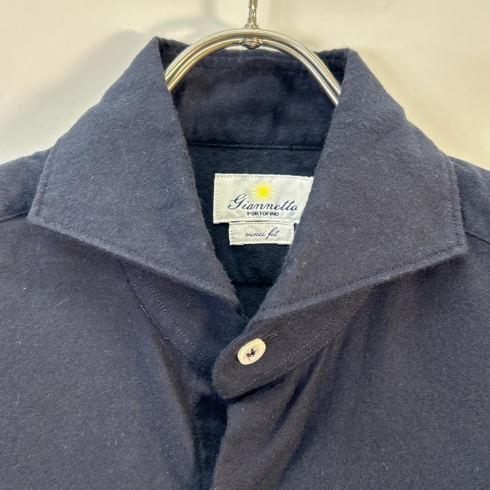 GIANNETTO ジャンネット ネイビー コットン vinci fit カッタウェイ