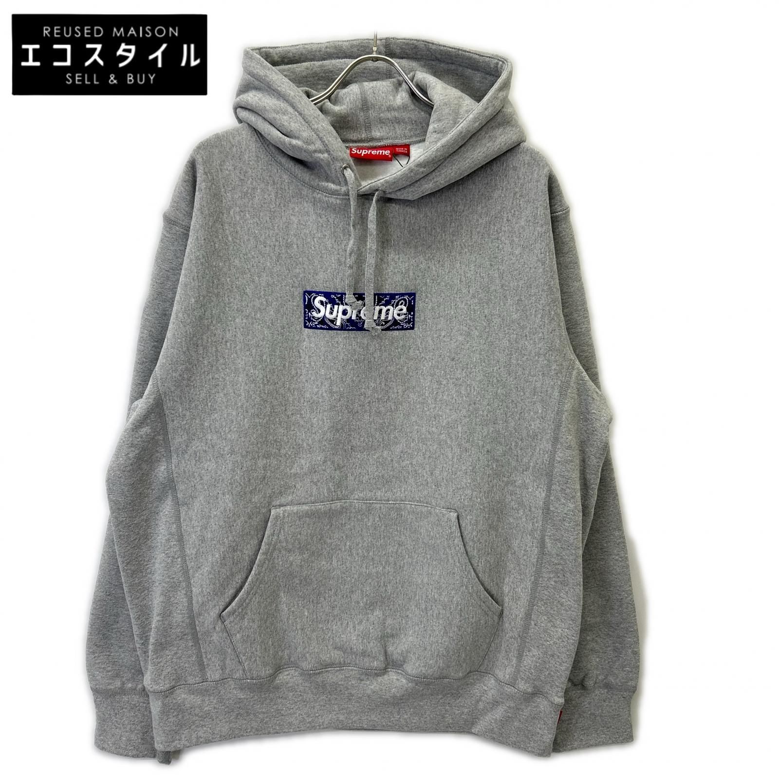 Supreme シュプリーム 19AW グレー Bandana Box Logo Hooded バンダナ 